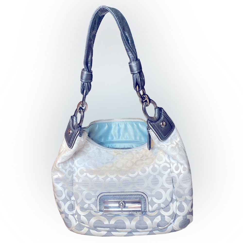 Y2K Vintage Coach Op Art Grey and White Ombre Kristen Shoulder Bag #16793